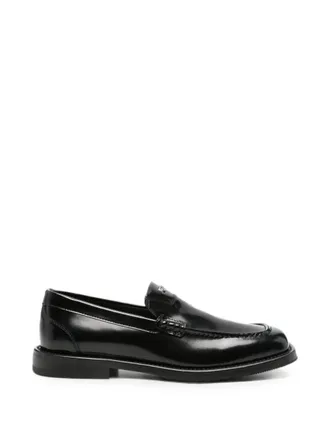 Moschino Polished Leather Loafers - Black