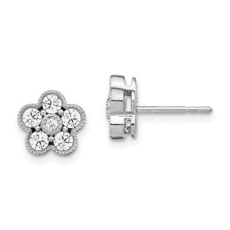 Diamond2Deal 14k Gold 3/4 ct Lab Grown Diamond Floral Stud Earrings VS Clarity, D-E Color