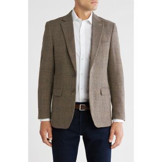 T.R. Premium Glen Plaid Slim Fit Blazer in Taupe at Nordstrom Rack, Size X-Large