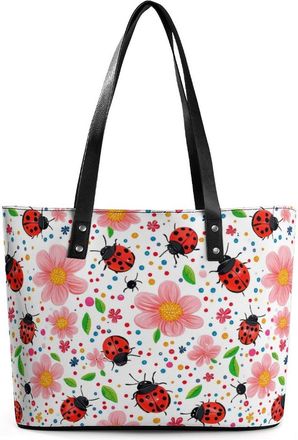 Generic Cute Ladybug Flowers Tote Bags for Women Cute Shoulder Purses Handbags