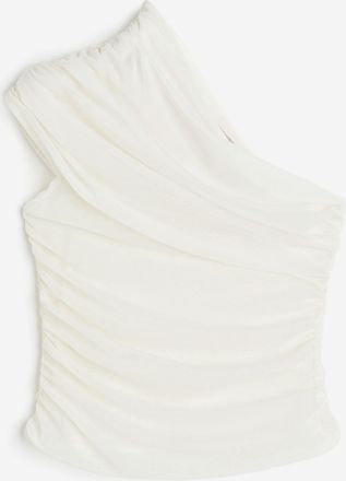 H&M One-Shoulder-Top aus T&uuml;ll - Beige
