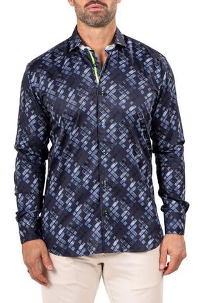 Maceoo Einstein Marthyr 0293 Contemporary Fit Button-Up Shirt in Blue at Nordstrom, Size 4