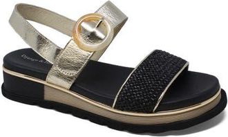 Django & Juliette Chaviva Backstrap Sandal in Black-Gold Syn Raffia at Nordstrom, Size 41