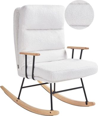 Beliani Mecedora Boucl&eacute; Blanco crema