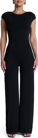 Naked Wardrobe Smooth Open Back Jumpsuit in Black at Nordstrom, Size Large