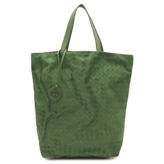 Bottega Veneta Green Nylon Leather Tote Bag (Pre-Owned)