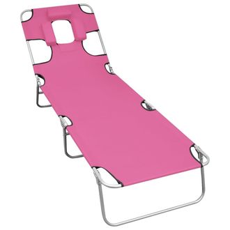 vidaXL Vidaxl - Tumbona Plegable Con Coj&iacute;n Para La Cabeza Acero Rosa Magenta