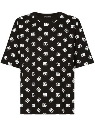 Dolce & Gabbana monogram-print cotton T-shirt - Black