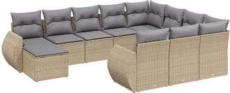 vidaXL Set De Sof&aacute;s De Jard&iacute;n 11pzas Con Cojines Rat&aacute;n Sint&eacute;tico Beige Vidaxl