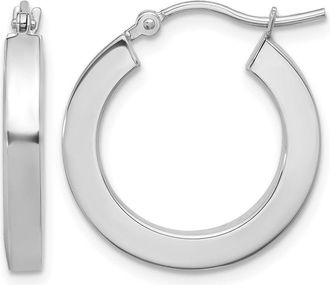 Diamond2Deal 14k Gold 3mm Square Shape Tube Hoop Earrings