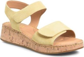 B&oslash;rn Cabanas Wedge Sandal in Yellow Suede at Nordstrom, Size 11