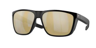 Costa Mens Ferg Xl Square Polarized Sunglasses In Matte Black/sunrise Silver Mirror