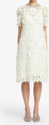 LEO LIN Sheridan Embellished Lace Midi Dress In Snow