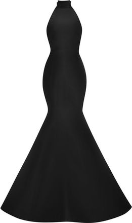Oscar De La Renta Bow-embellished silk halterneck gown - women - Polyester - 14 - Black