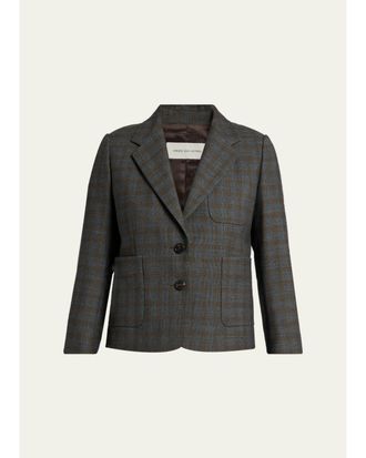 Dries Van Noten Check Single-Breasted Shrunken Jacket