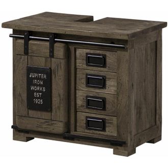 Massivmoebel24 railway 282 Mobile lavabo in legno di mango - laccato / grigio 70x40x60