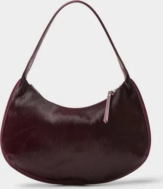 Simons Womens Pony hair leather half-moon bag Exclusive collection from Italy