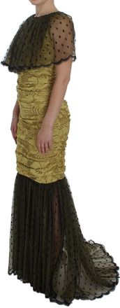 Dolce & Gabbana Womens Floral Lace Ricamo Gown Yellow Cotton Nylon Viscose
