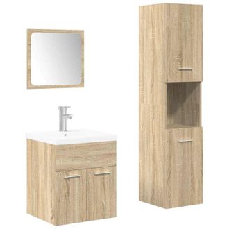 vidaXL Juego De Muebles De Ba&ntilde;o 4 Pzas Contrachapada Roble Sonoma Vidaxl