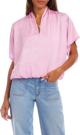Karen Kane Crushed Satin V-Neck Top in Pink at Nordstrom, Size X-Small P