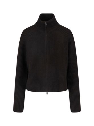 Lisa Yang Black Cropped Ribbed High Collar Knit Sweater