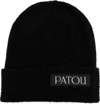 Patou logo-patch wool beanie - women - Wool - One Size - Black