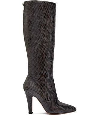 PARIS TEXAS 100mm Elsa snake-print boots - Black
