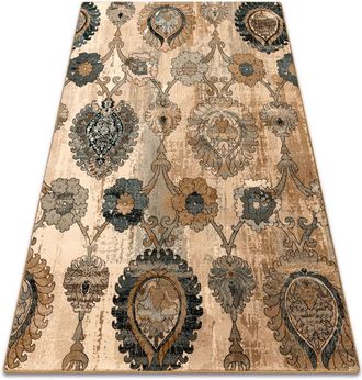 RugsX Rugsx - Alfombra De Lana Polonia Olivo Ornamento Kamel Beige Beige 200x300 Cm
