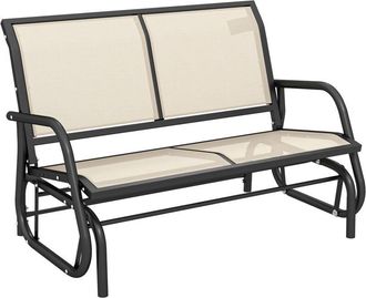 OUTSUNNY 2-Person Patio Glider Bench Gliding Chair Loveseat w/ Armrest Cream