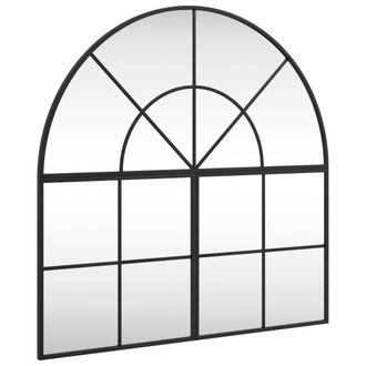 vidaXL Espejo De Pared Arco De Hierro Negro 80x80 Cm Vidaxl