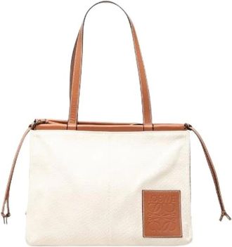 Loewe Pre-owned Tote Bags, female, White, Size: ONE SIZE Pre-owned Canvas Tote Bag