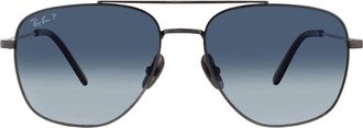 Ray-Ban WILLIAM TITANIUM Polarized Blue Gradient Navigator Unisex Sunglasses RB8097 165/S3 59