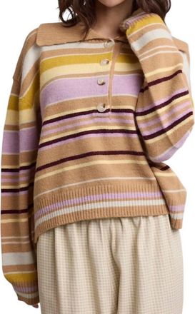 Wishlist Collared Stripe Sweater In Lavender