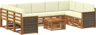 vidaXL Conjunto De Sof&aacute;s De Exterior 10 Uds. Natural Y Crema Vidaxl