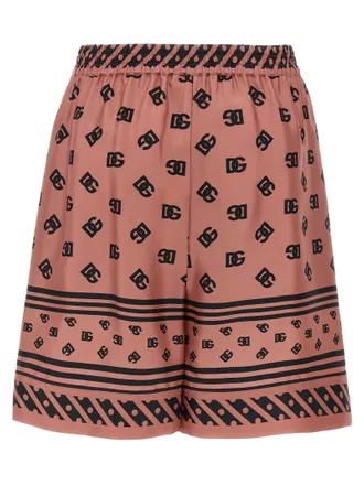 Dolce & Gabbana DG Logo Jacquard Silk Bermuda Shorts - Mauve
