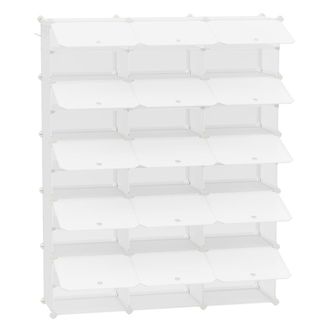 Songmics Zapatero con 12 compartimentos de pl&aacute;stico y acero de color blanco