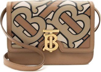 Burberry Brown Leather TB Monogram TB Small Flap Bag (Authentic Pre-Loved)