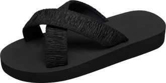 Generic Women Fashion Beach Slip On Casual Open Toe Non Slip Breathable Slippers Sandals for Outdoor Comfort (Black, 4.5)