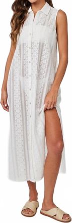Bella Dahl Button Up Side Slit Duster Dress In Off White