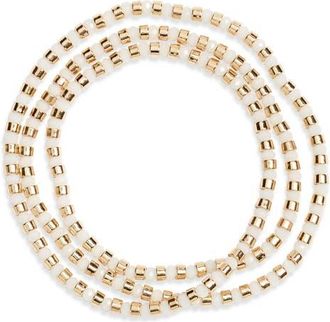 Nordstrom Beaded Convertible Bracelet in White- Gold at Nordstrom