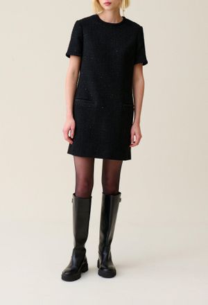 Claudie Pierlot Robe noire courte tweed