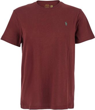 Polo Ralph Lauren Bordeaux Crewneck T-Shirt With Pony Embroidery On The Front In Cotton Man