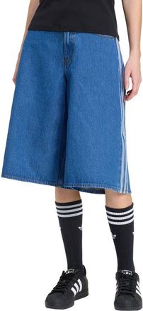 adidas Originals Firebird Denim Jorts in Medium Vintage Denim at Nordstrom, Size 0