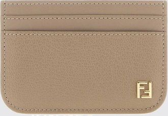 Fendi Portacarte in pelle di vitello con logo FF in metallo dorato