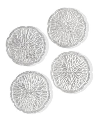 Tiramisu Set Of 4 Solstice Etched Silver Coasters