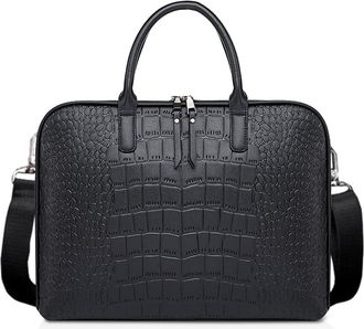 Nicole & Doris Laptop Bags for Women 13-14 Inch Large PU Leather Tote Bag Men Laptop Handbag Ladies Business Work Bag Retro Leather Briefcase Black