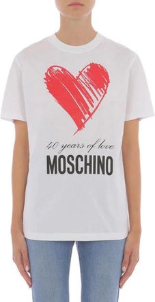 Moschino T-Shirts, female, White, Size: S 40 Years Tshirt