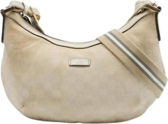 Gucci Pre-owned Canvas Crossbody Bag - Dames - Vintage Schoudertas - Beige - ONE Size - Leer - Vintage