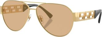 Versace Aviator Zonnebril - Heren - Zonnebrillen - Geel - 61 MM - Accessoires