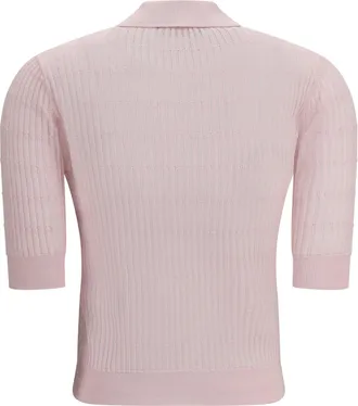 Max Mara Womens Polo Shirt Gallo Pink Wool & Silk Knitwear Sweater